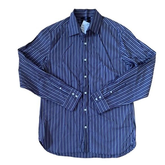 New Claiborne Purple Striped Dress Shirt Size Medium - Picture 1 of 7
